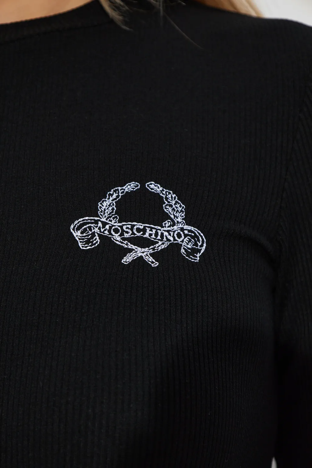 Logo Embroidered Ribbed Midi Dress