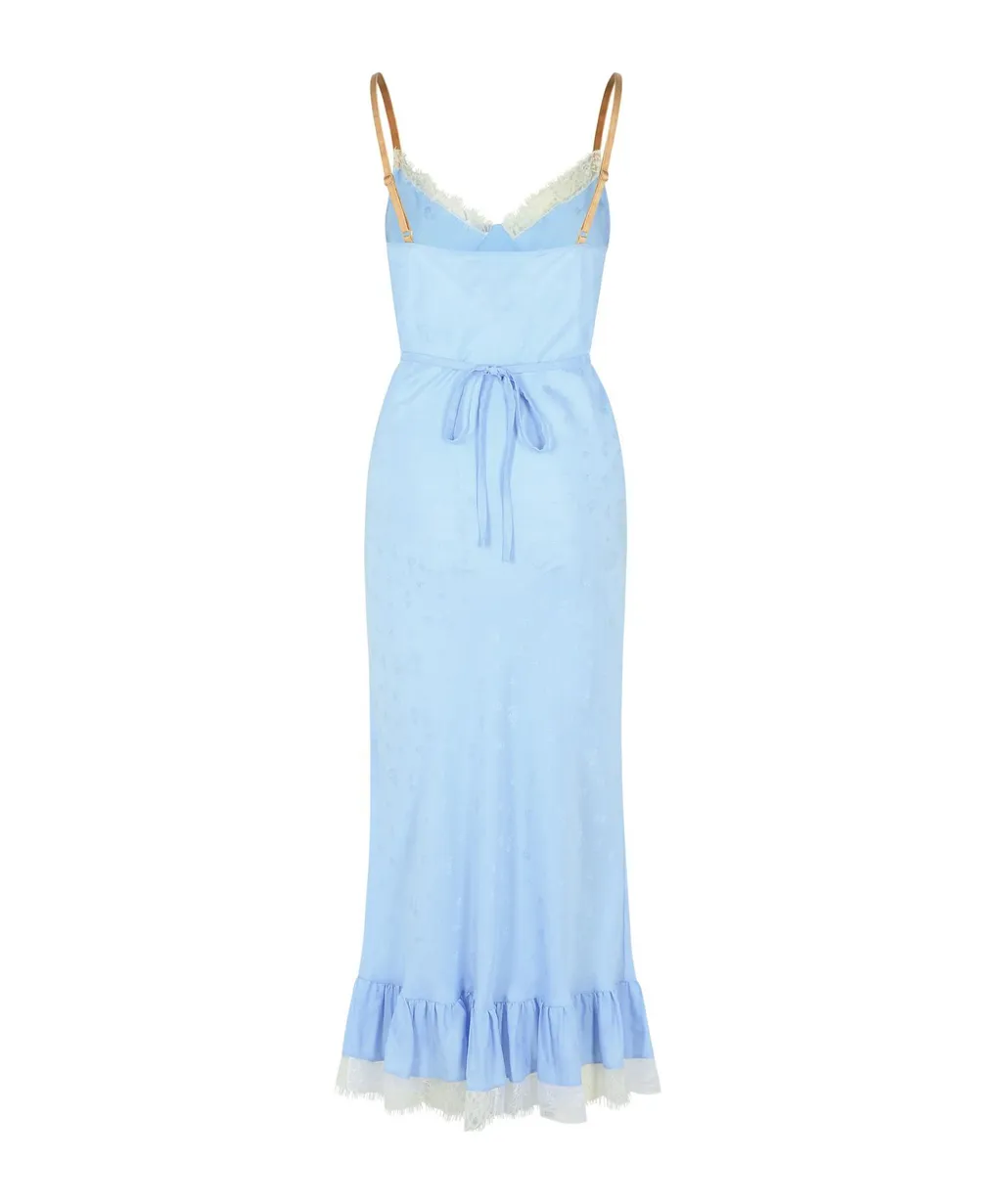 Lace Detailed Ruffle Hem Dress