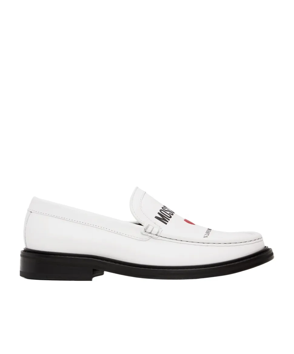 Logo-Print Leather Loafers