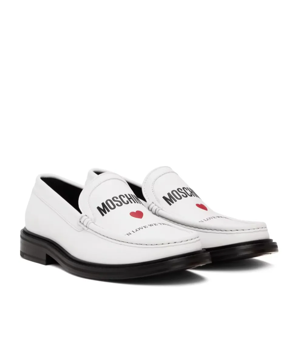 Logo-Print Leather Loafers