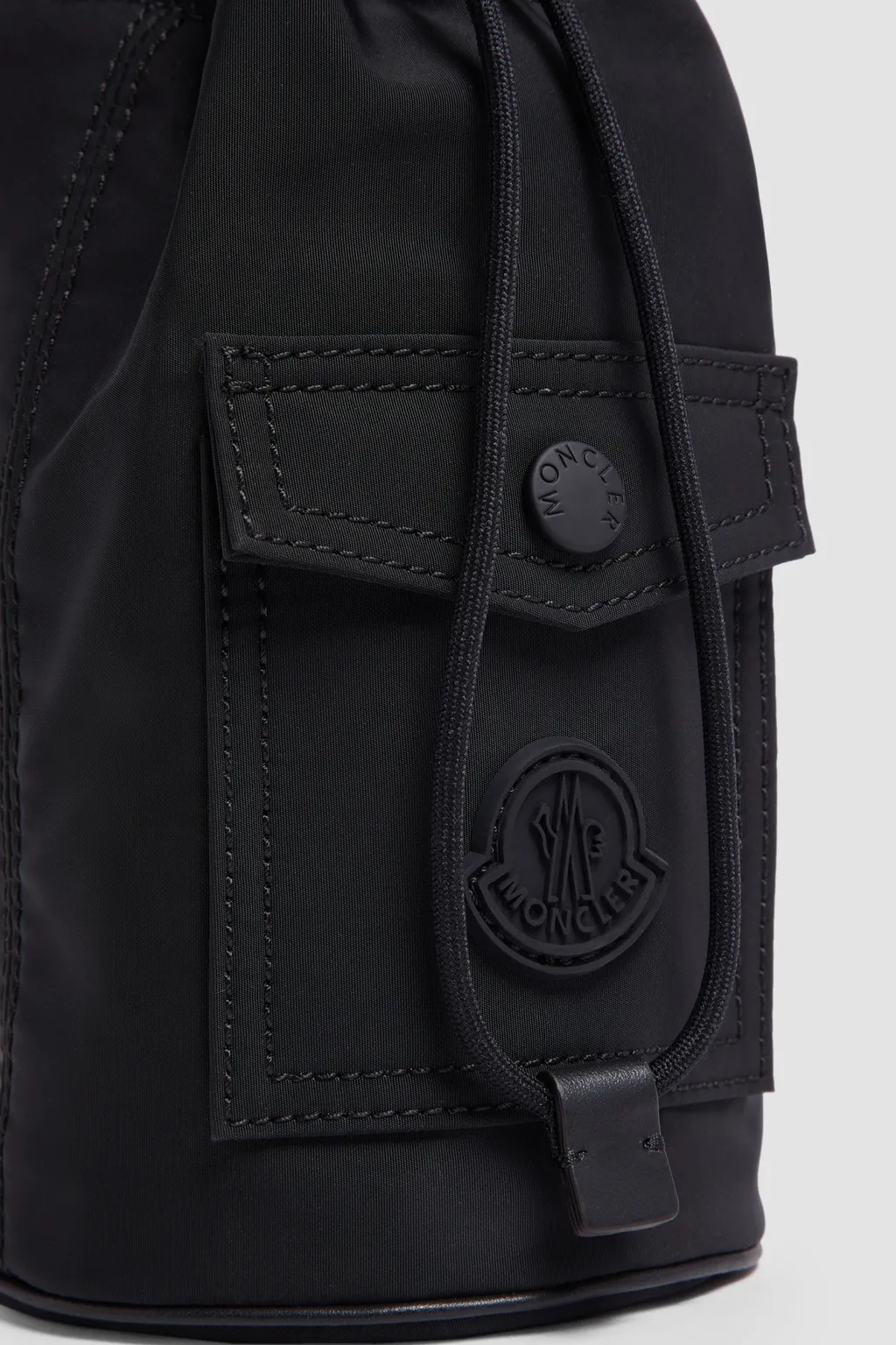 Logo Patch Drawstring Bucket Bag