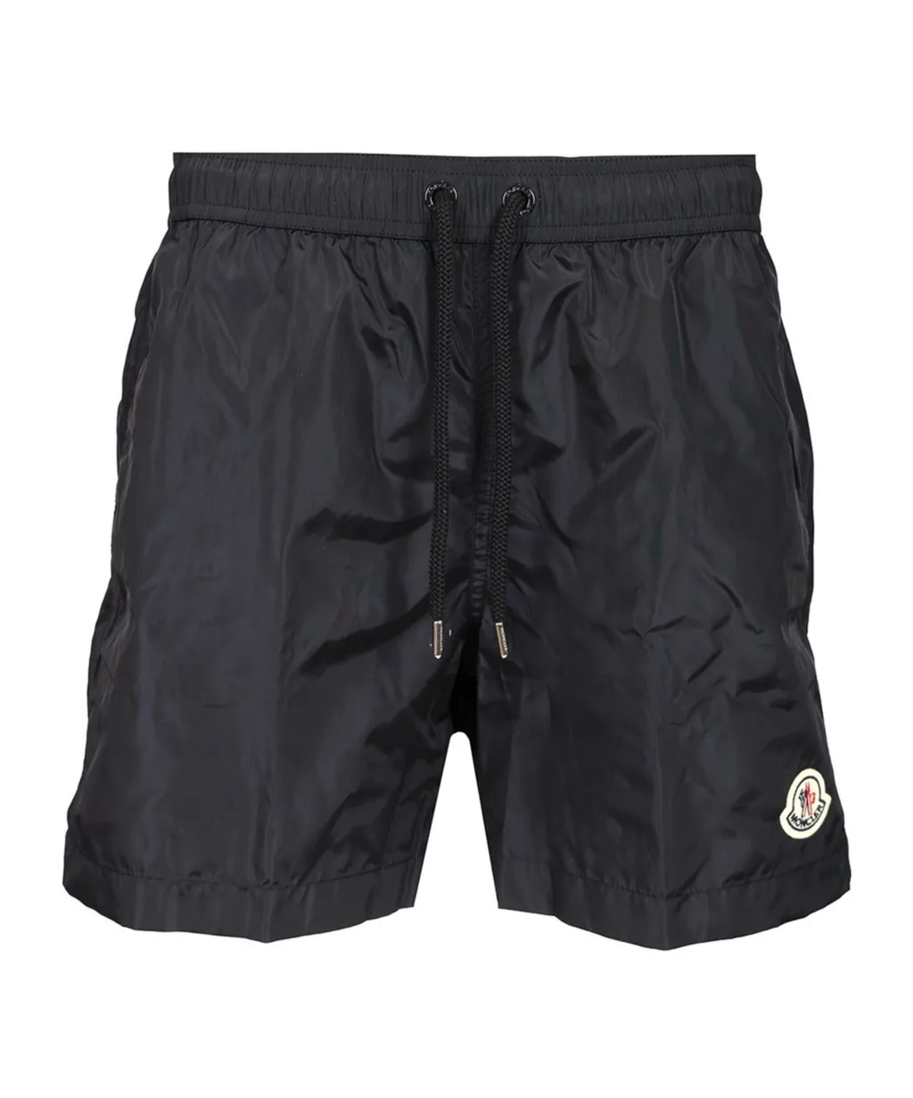 Logo Patch Detail Elastic Waist Swim Shorts