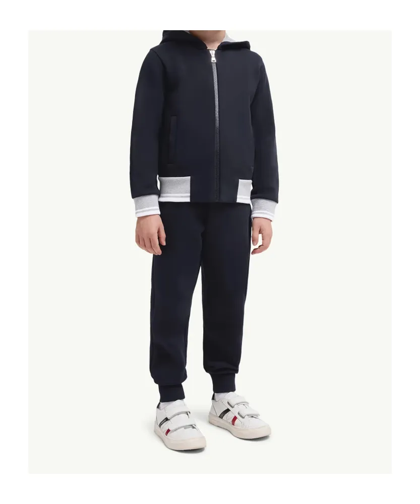 Stripe-Trimmed Cotton Zip-Up Hoodie