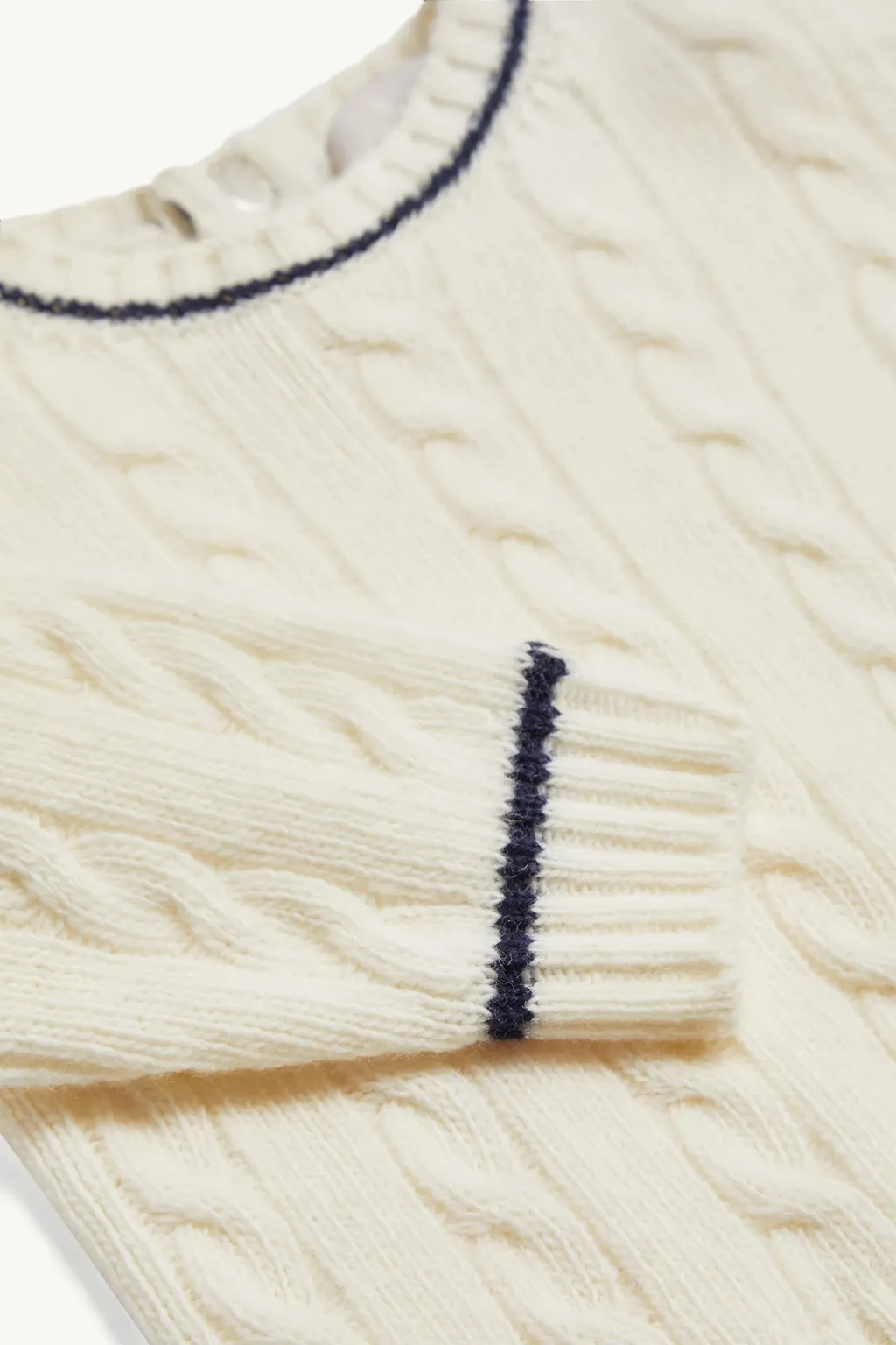 Stripe-Trimmed Wool Sweater