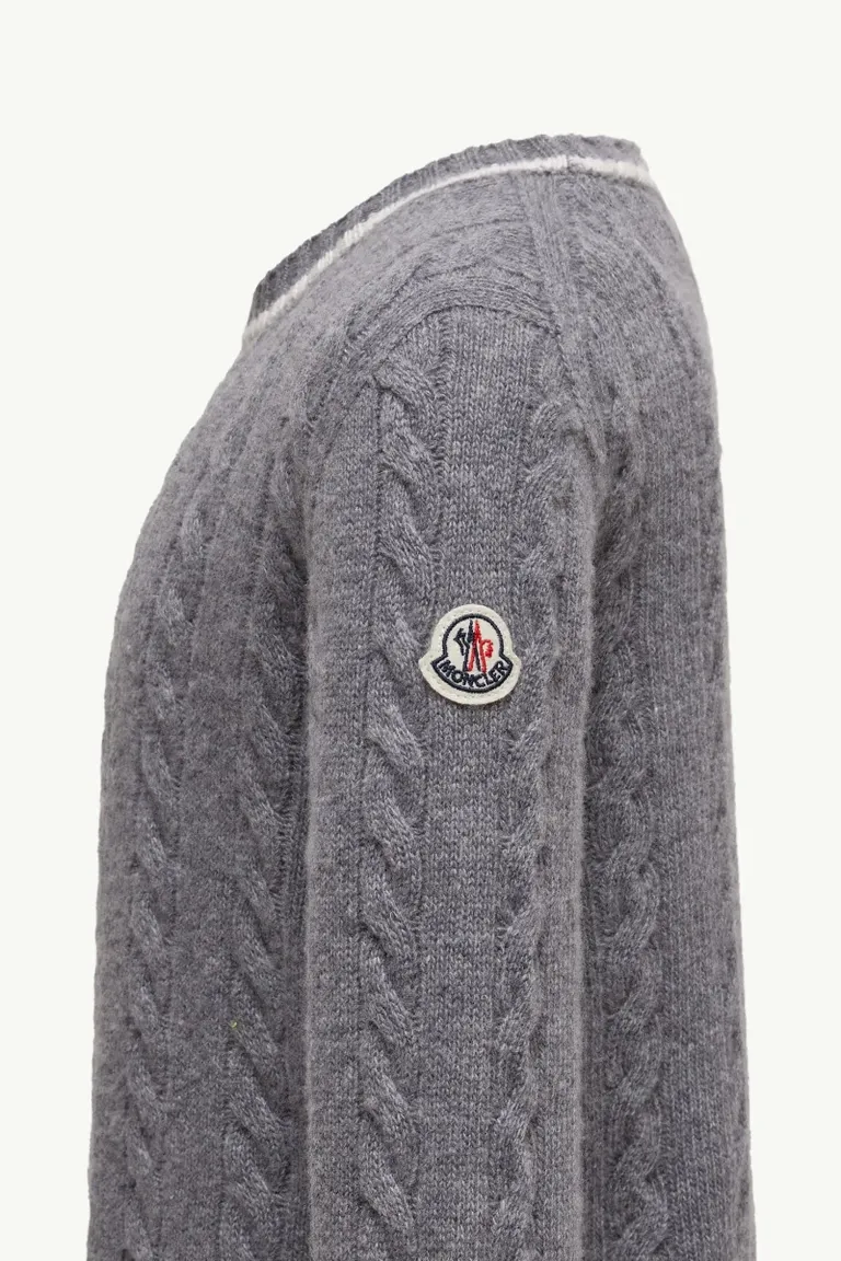 Stripe-Trimmed Wool Sweater