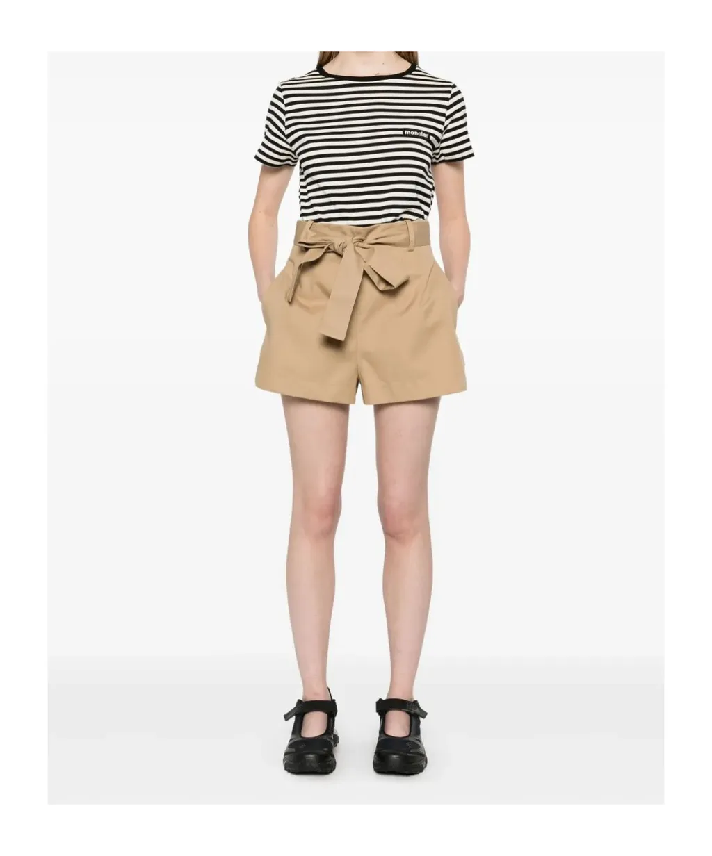 Pleat Detailed Belted Shorts