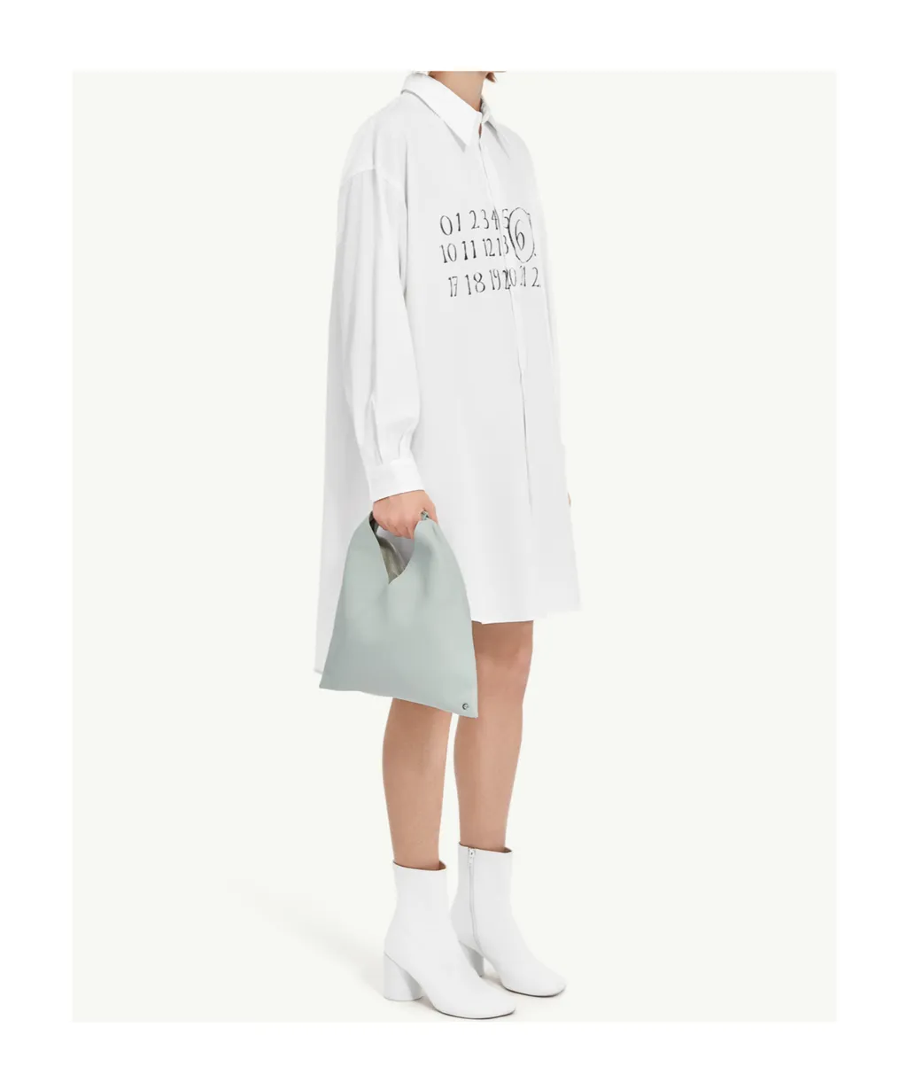 Signature Numbers Motif Buttoned Shirt Dress