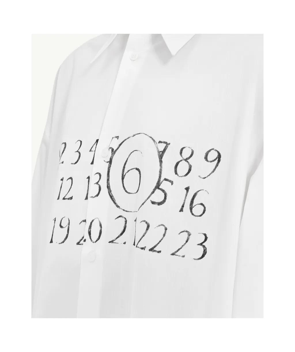 Signature Numbers Motif Buttoned Shirt Dress