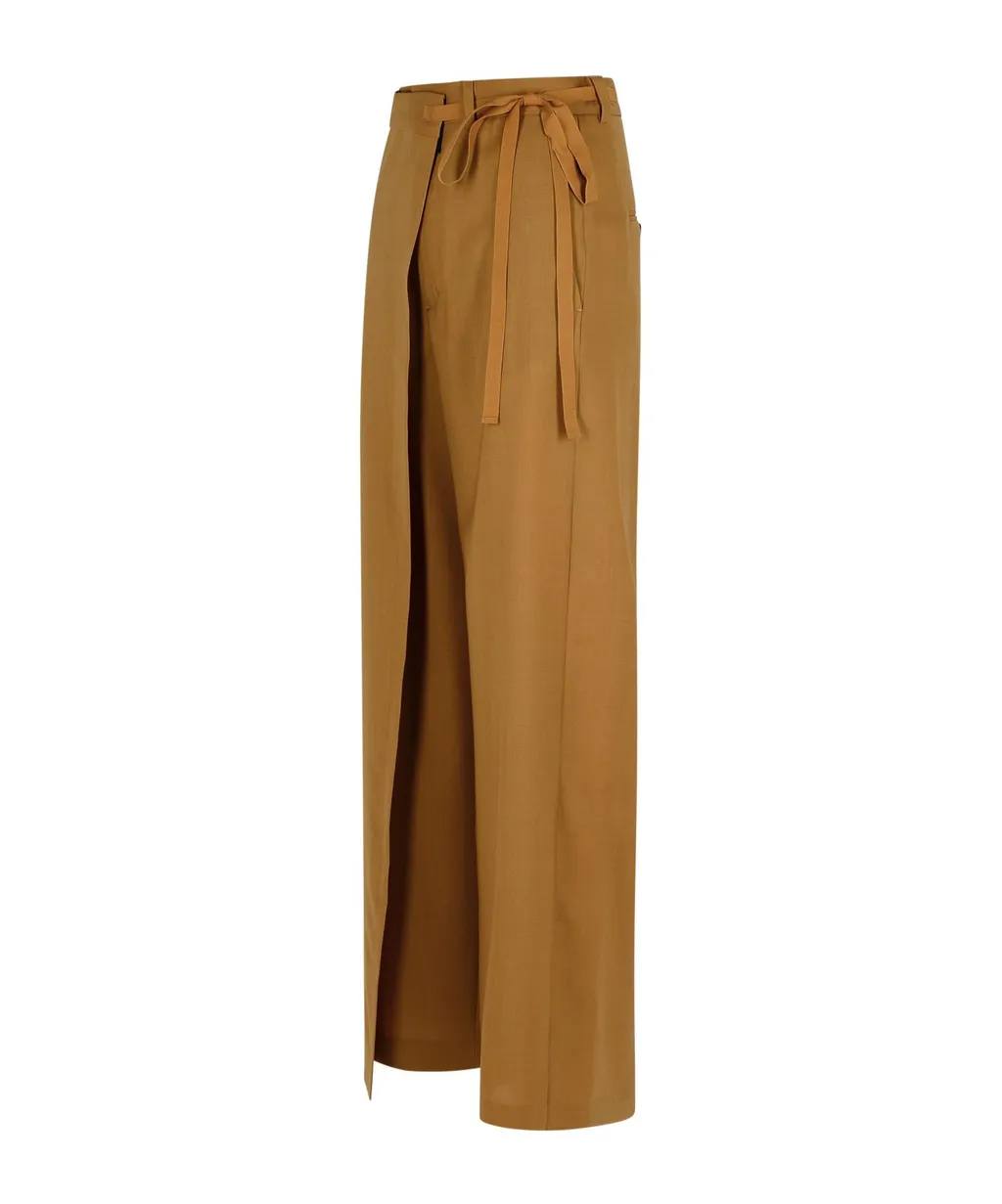 Tie-Fastened Flared Trousers