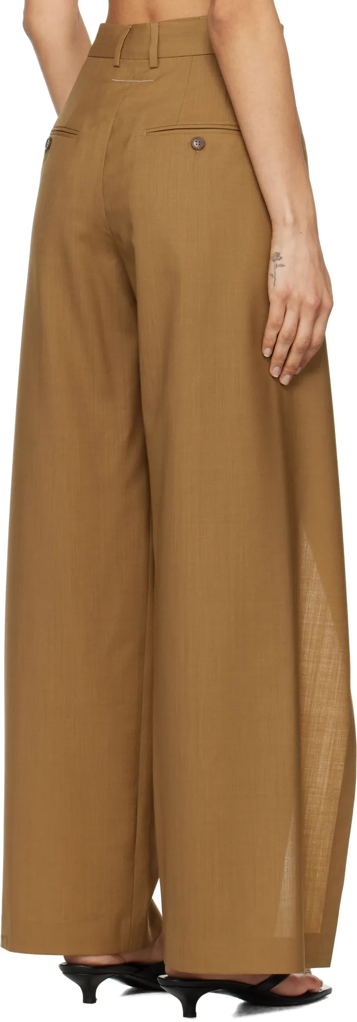 Tie-Fastened Flared Trousers