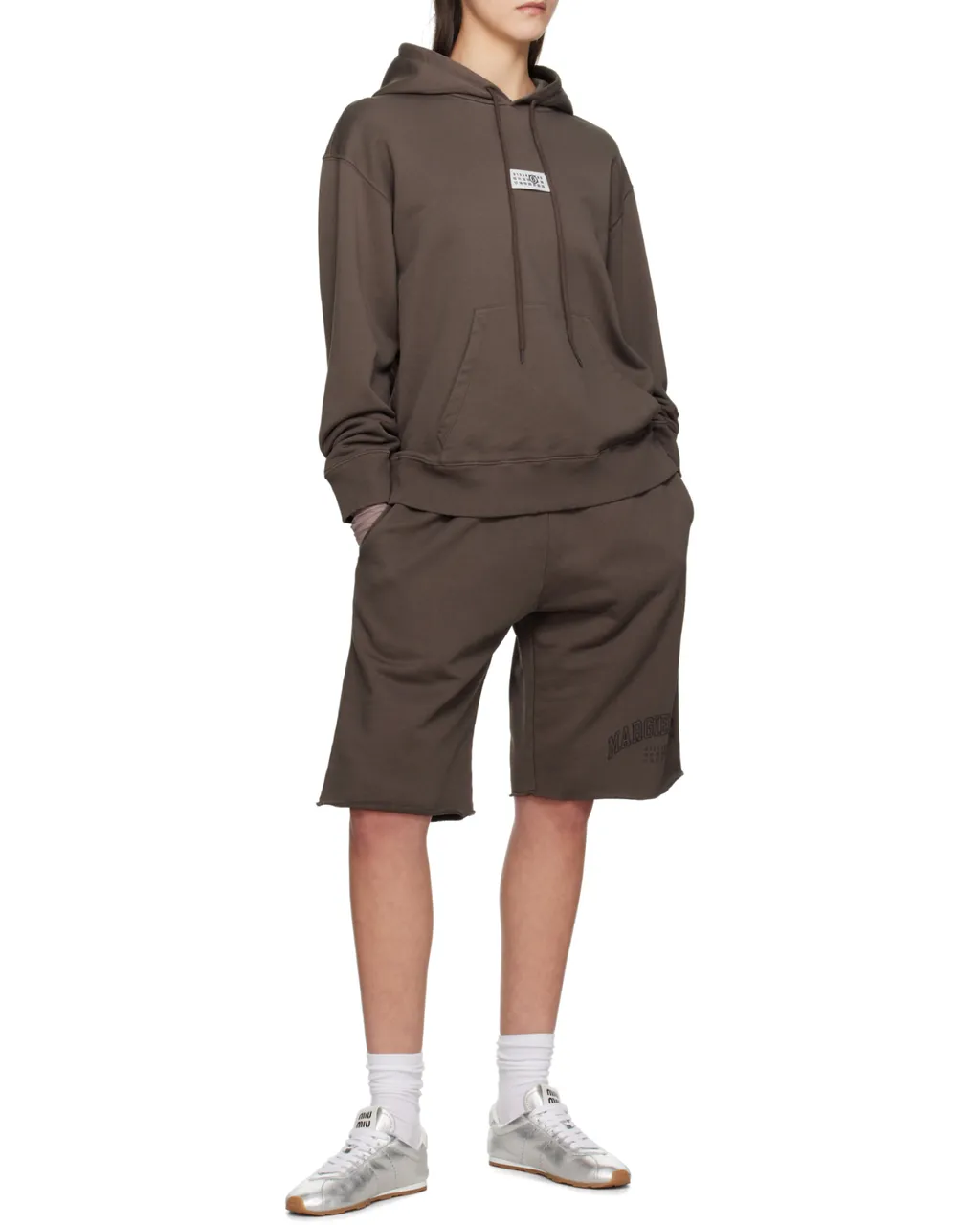 Numbers-Motif Drawstring Hoodie