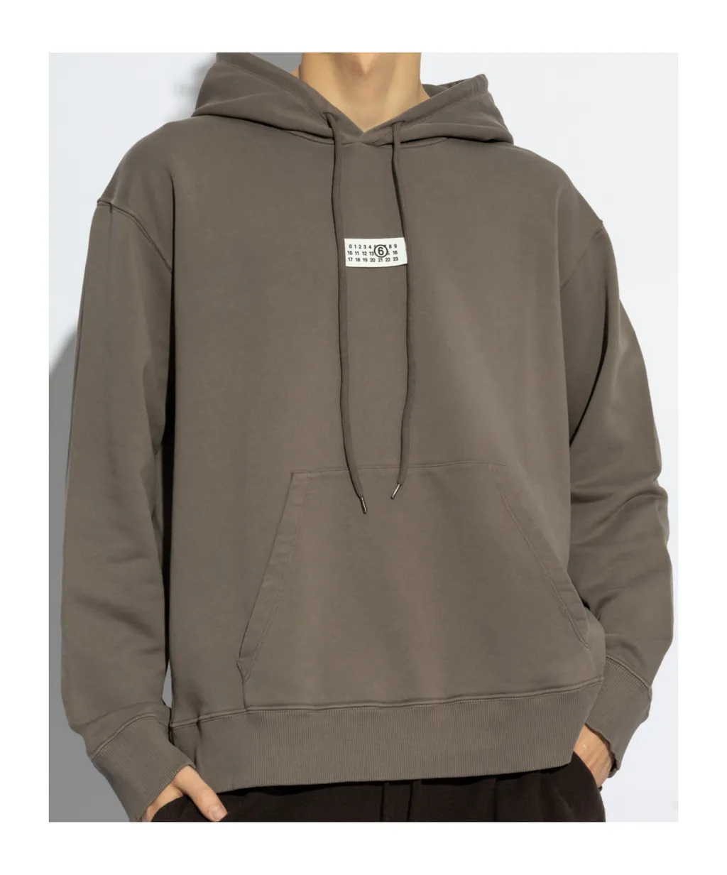 Numbers-Motif Drawstring Hoodie