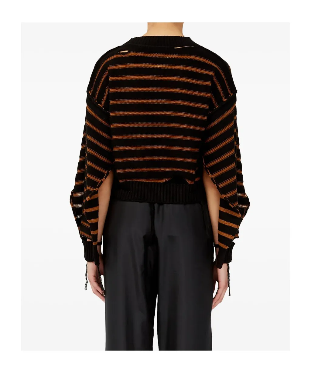 Striped Cotton Knit Cardigan