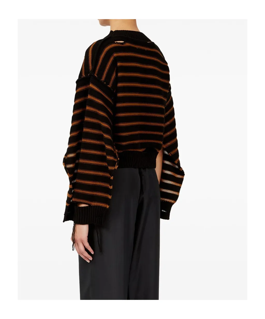 Striped Cotton Knit Cardigan