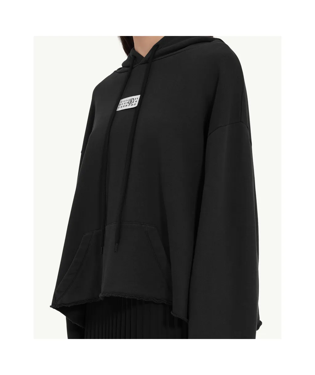 Numbers-Motif Drawstring Hoodie
