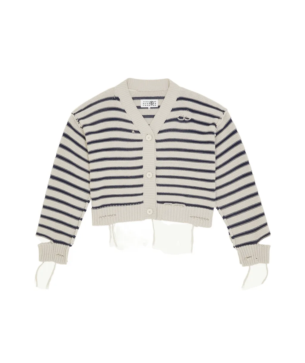 V-Neck Distressed Cardigan