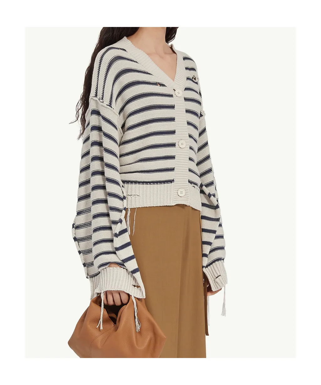 V-Neck Distressed Cardigan