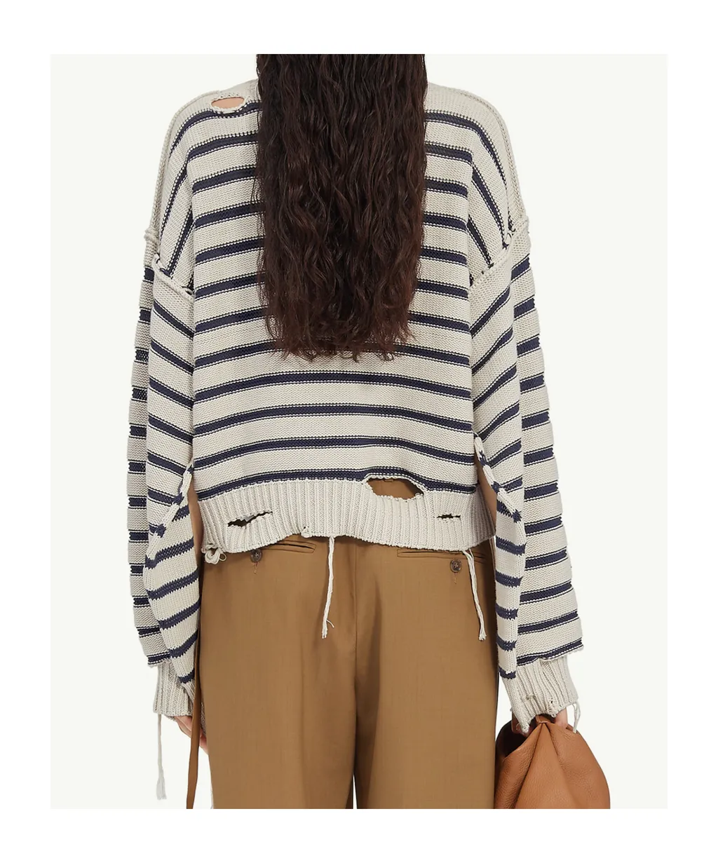 V-Neck Distressed Cardigan