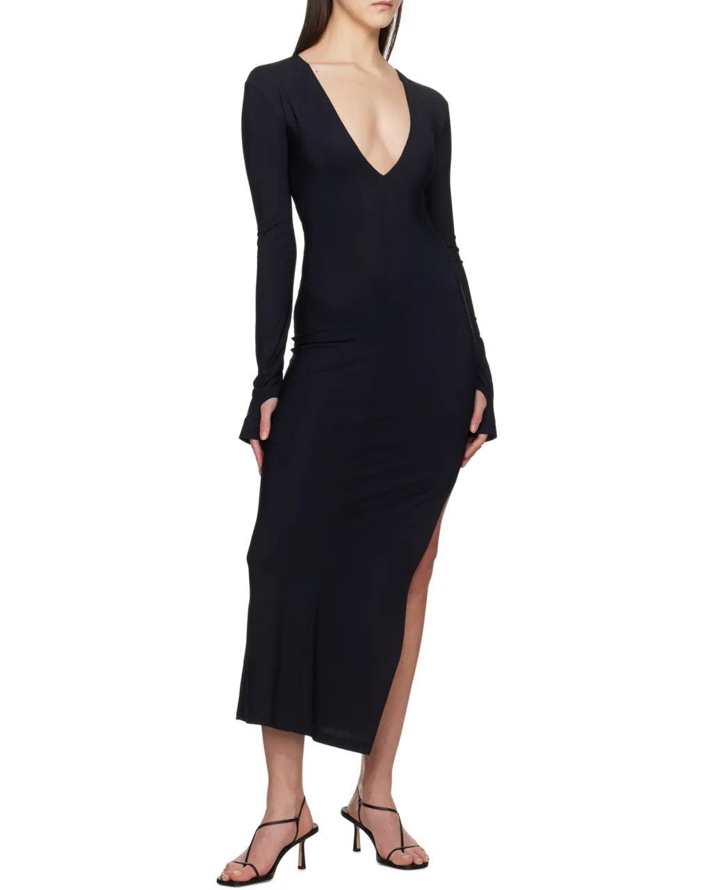V-Neck Long-Sleeved Dress
