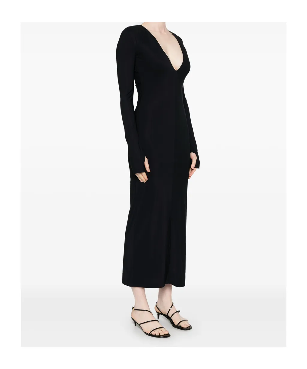 V-Neck Long-Sleeved Dress