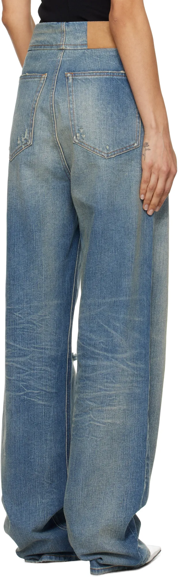 Distressed Washed Denim Jeans