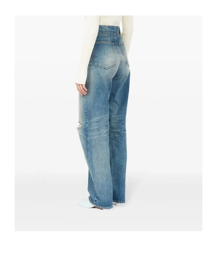 Distressed Washed Denim Jeans