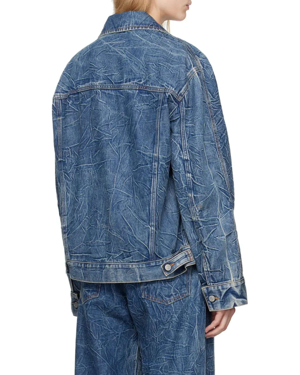Printed Long-Sleeved Denim Coat