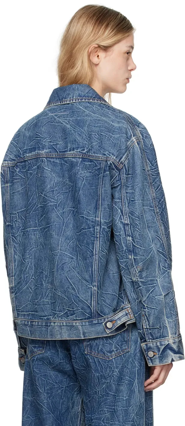 Printed Long-Sleeved Denim Coat