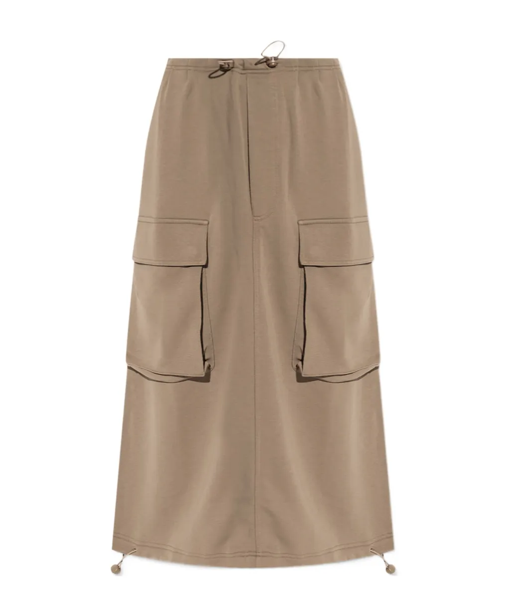 Drawstring High Waist Midi Skirt