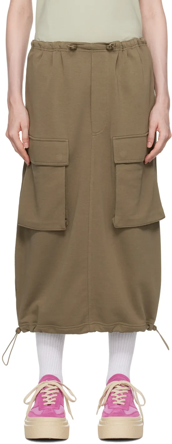 Drawstring High Waist Midi Skirt