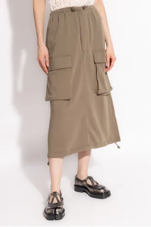 Drawstring High Waist Midi Skirt