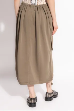Drawstring High Waist Midi Skirt