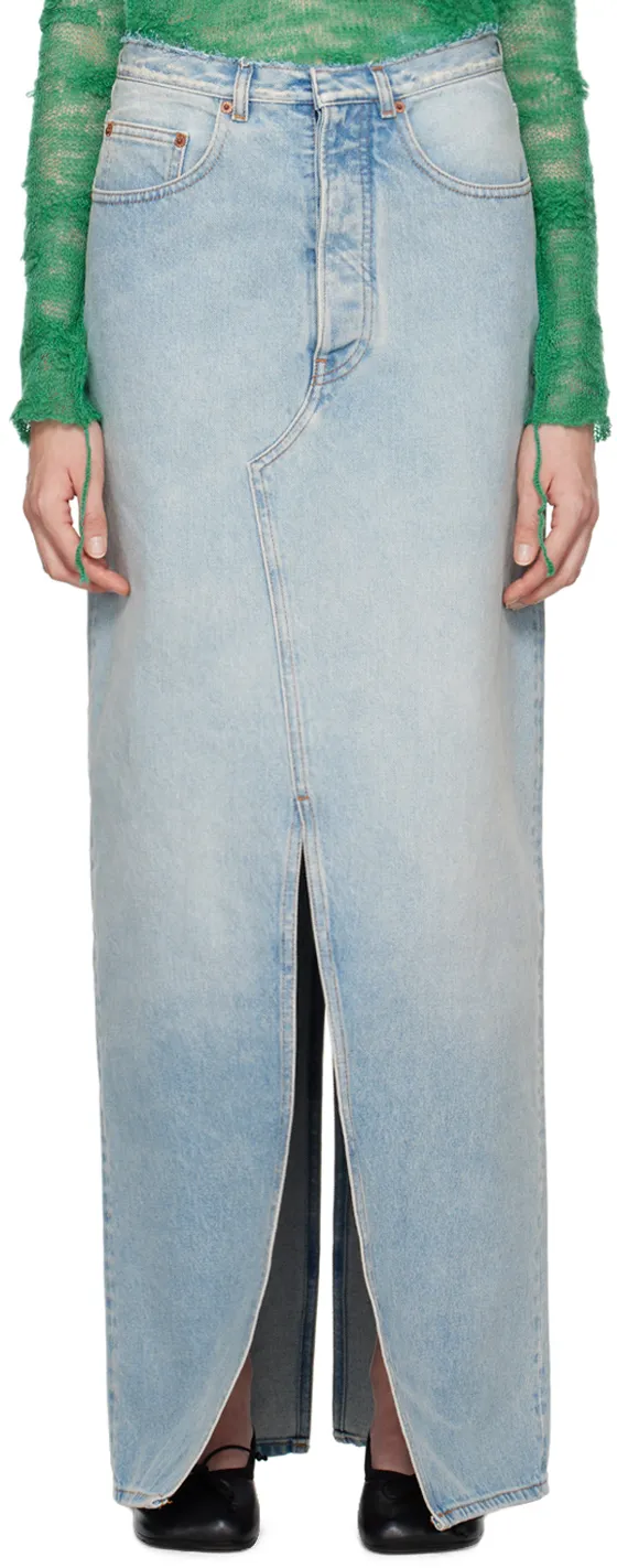 Frayed Maxi Denim Skirt