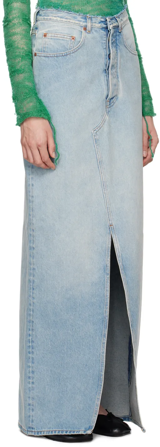 Frayed Maxi Denim Skirt