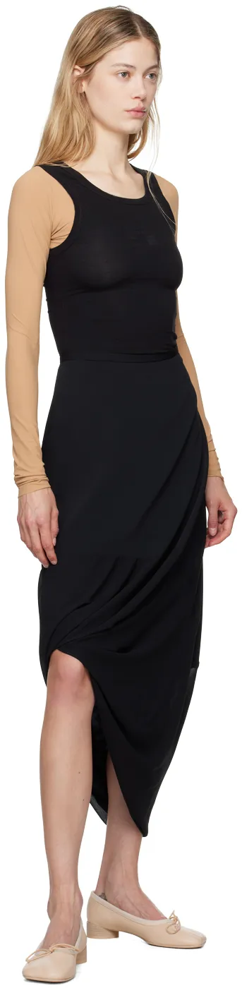 Asymmetric Draped Midi Skirt