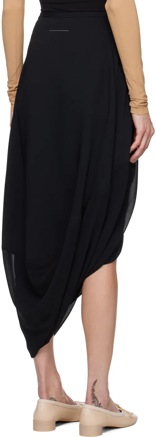 Asymmetric Draped Midi Skirt