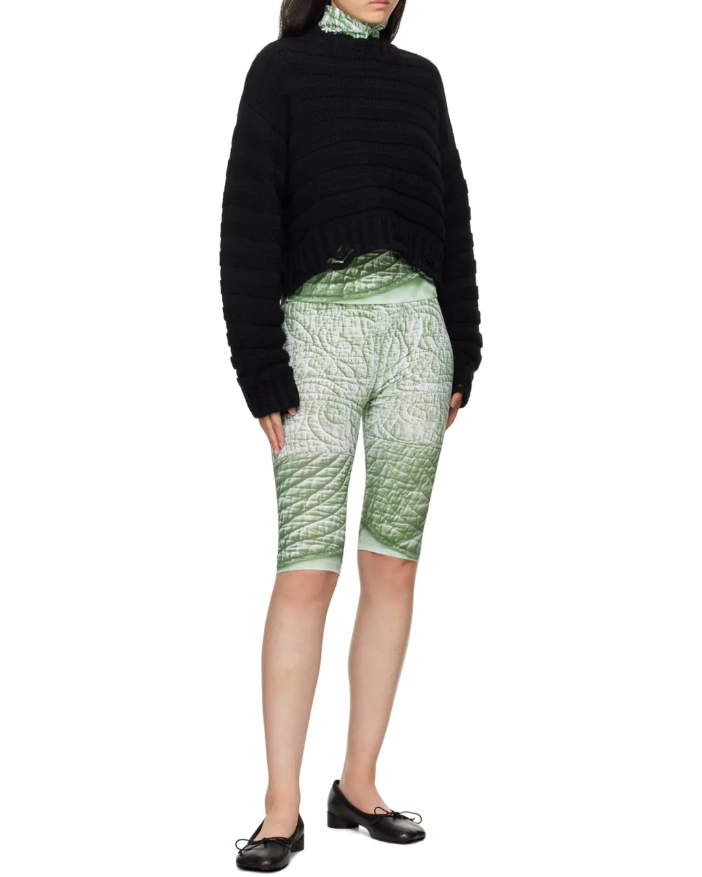 Numbers-Patch Distressed Chunky-Knit Jumper