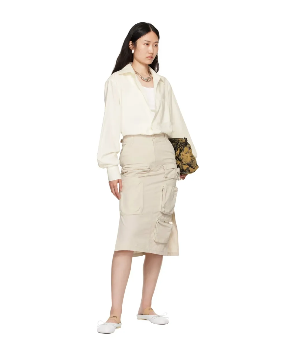 Single Stitch-Logo Midi Cargo Skirt