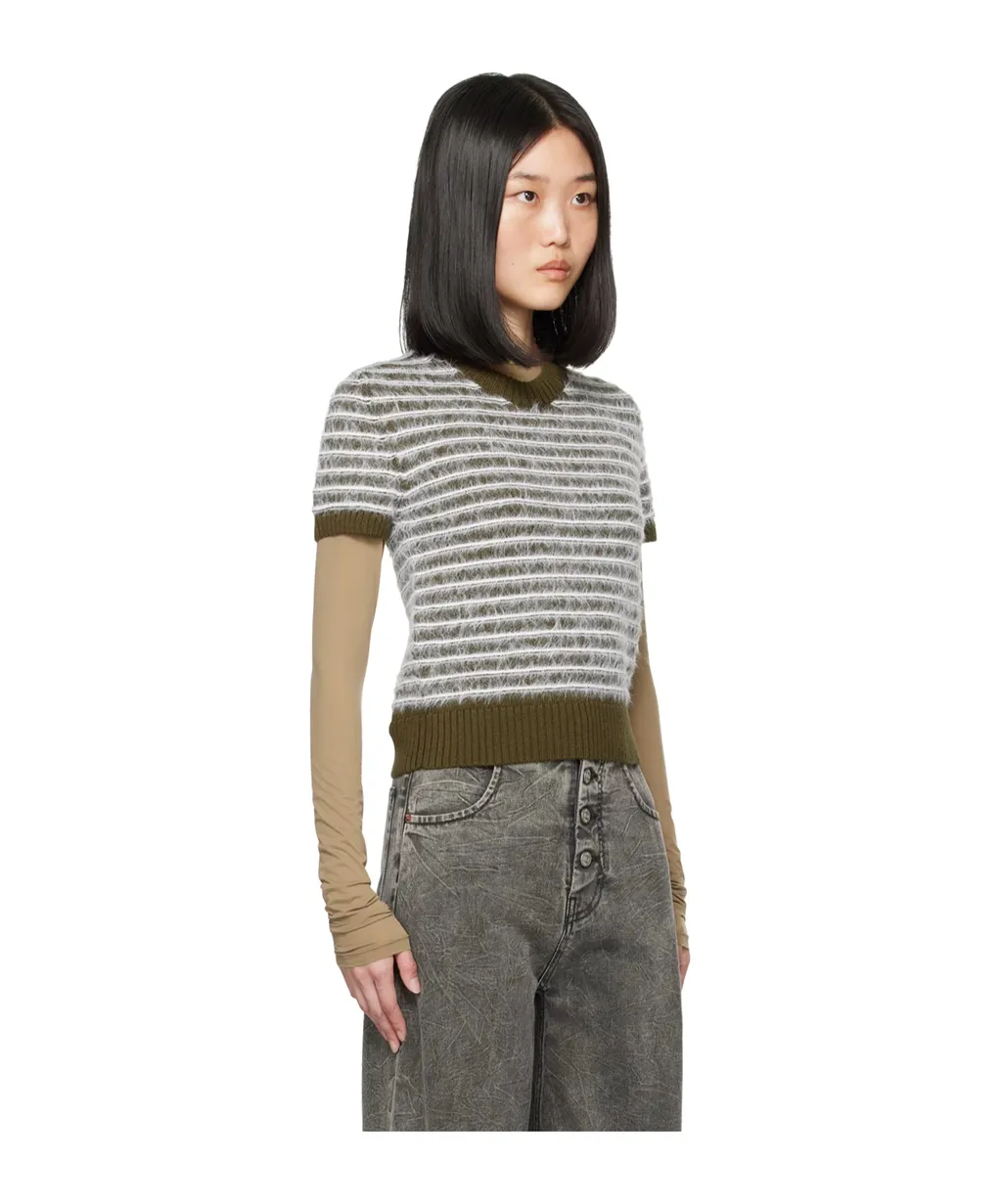 Short-Sleeved Striped Sweater