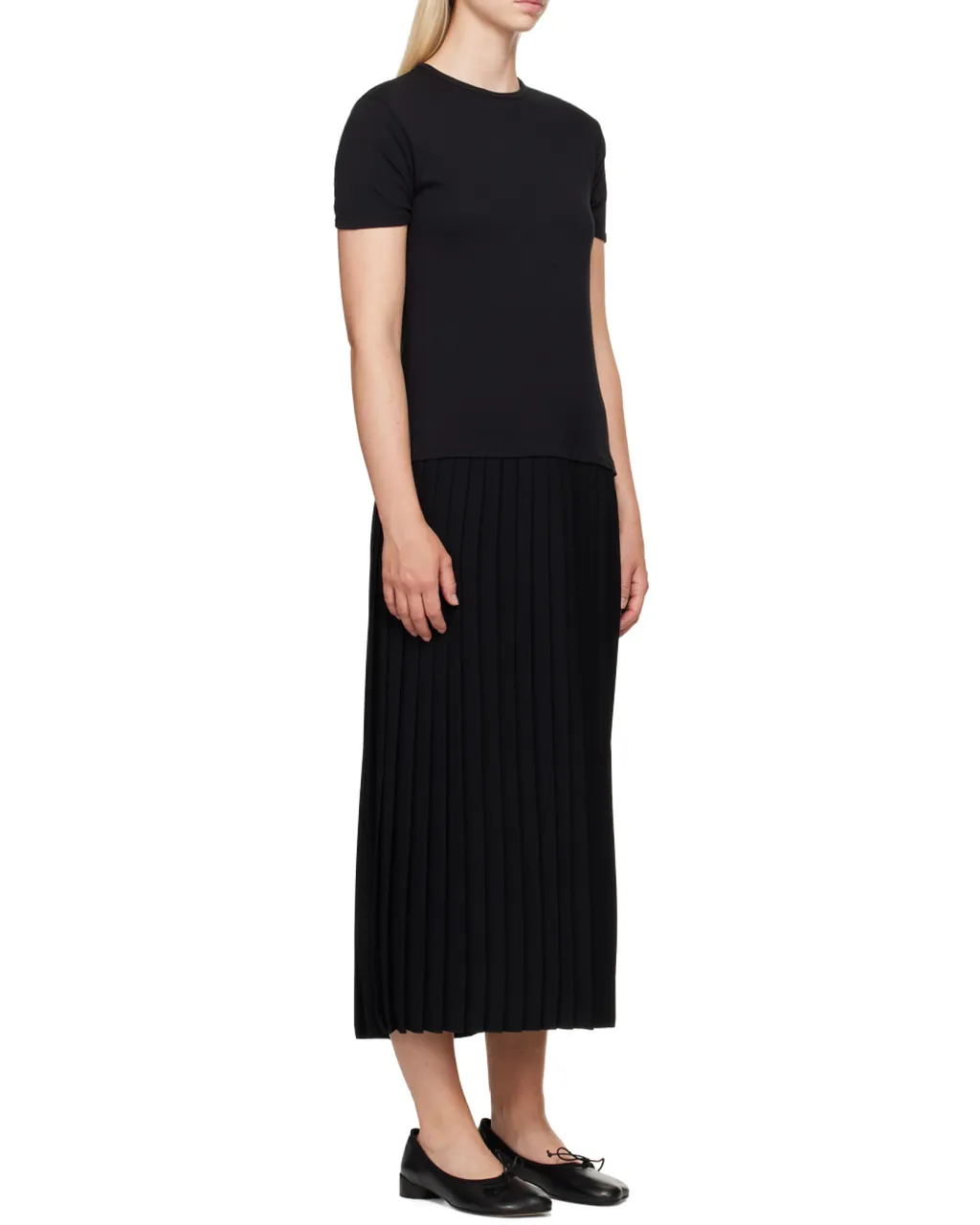 Pleated Maxi Jersey Dress