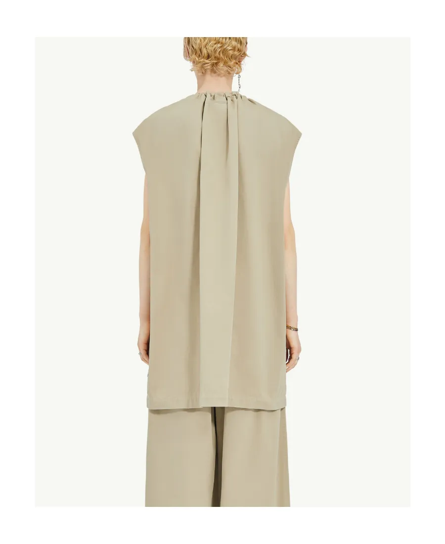 Gathered Neck Gabardine Mini Dress