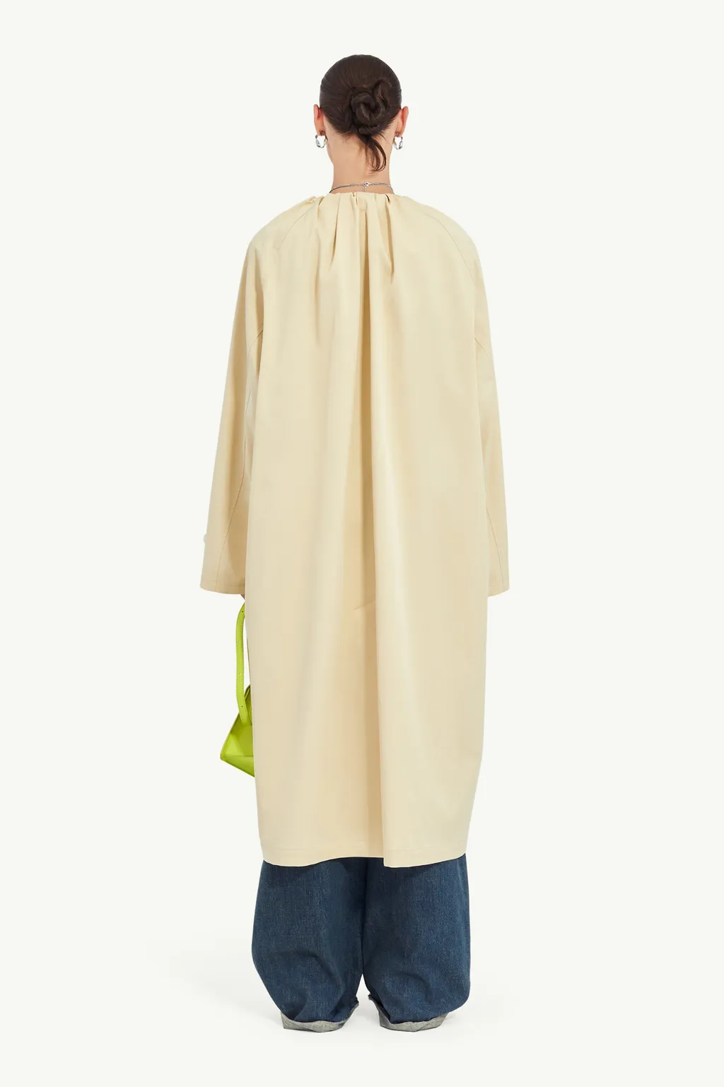 Gathered Neck Trench Coat