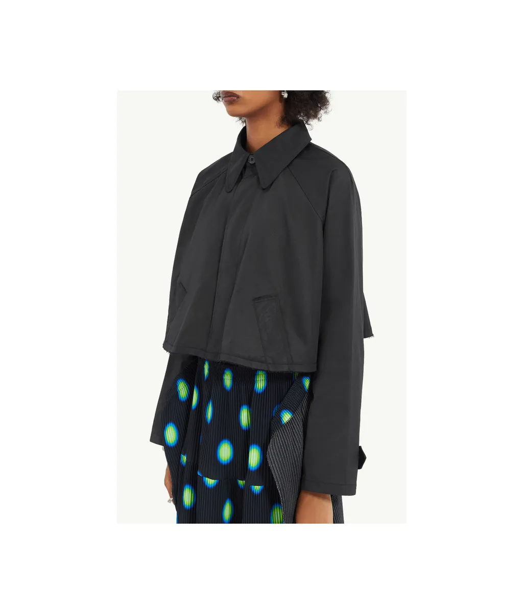 Raw-Cut Hem Cropped Jacket