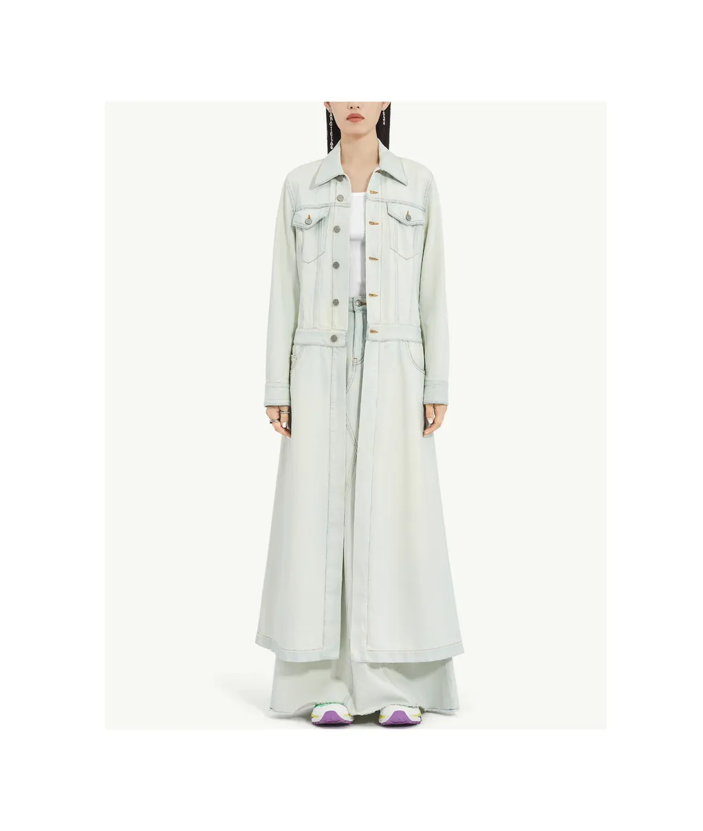 Denim Long-Sleeved Midi Dress