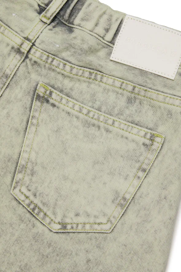 Mid-Rise Logo-Patch Denim Skirt