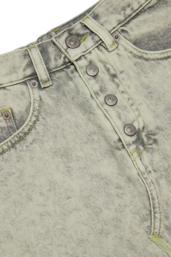 Mid-Rise Logo-Patch Denim Skirt
