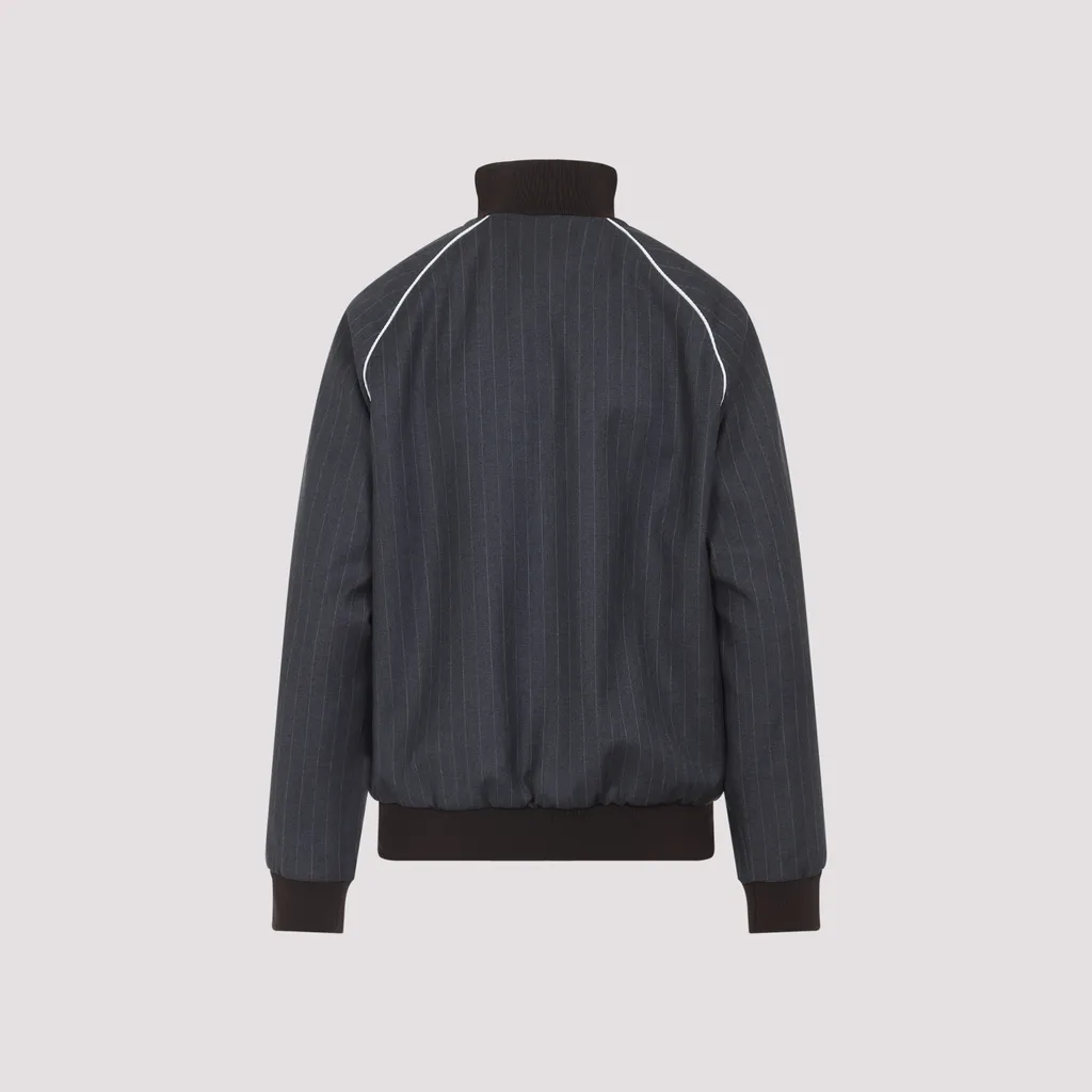 Pinstriped Zipper Blouson Jacket