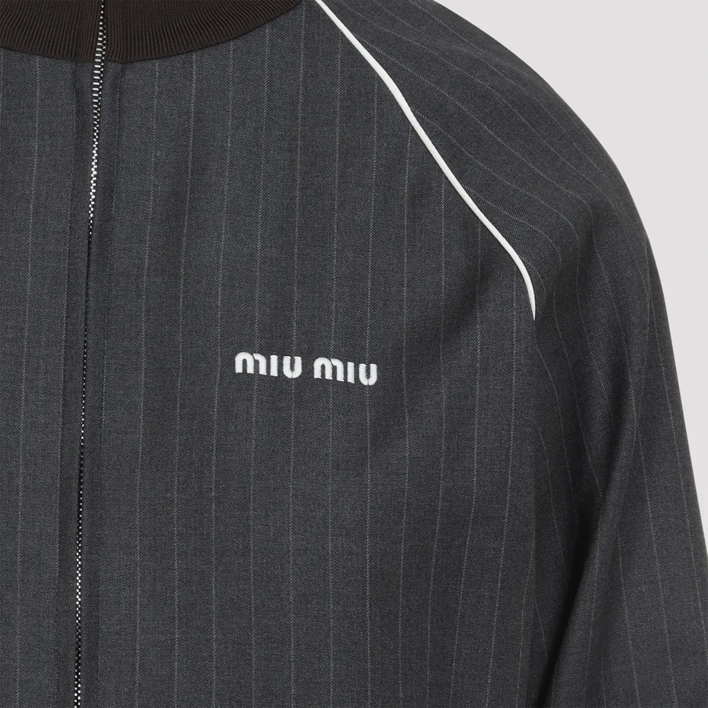Pinstriped Zipper Blouson Jacket
