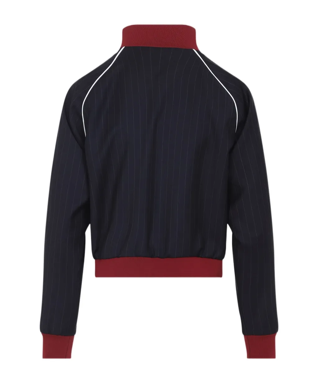 Pinstriped Zipper Blouson Jacket