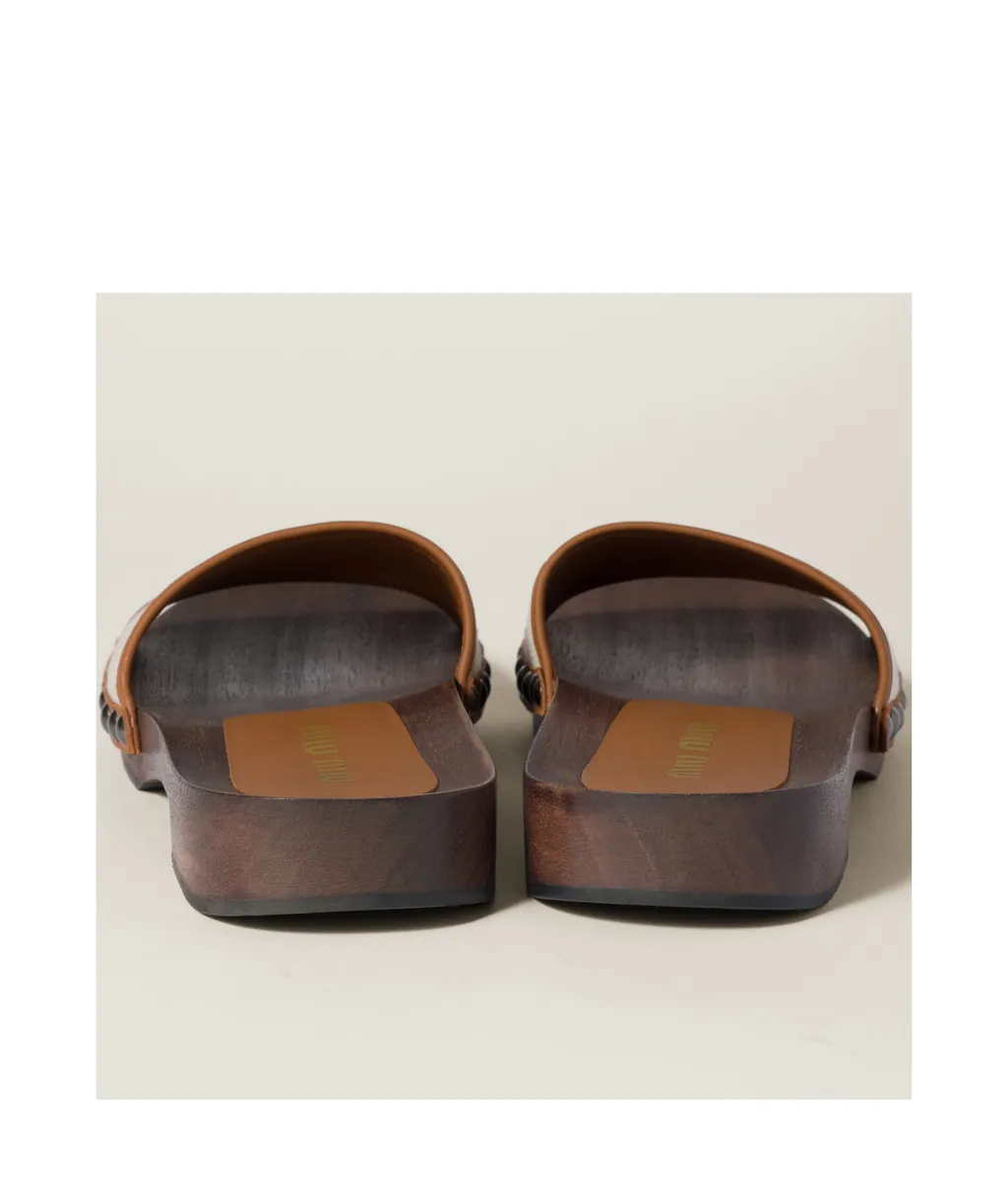 Canvas And Leather Clogs